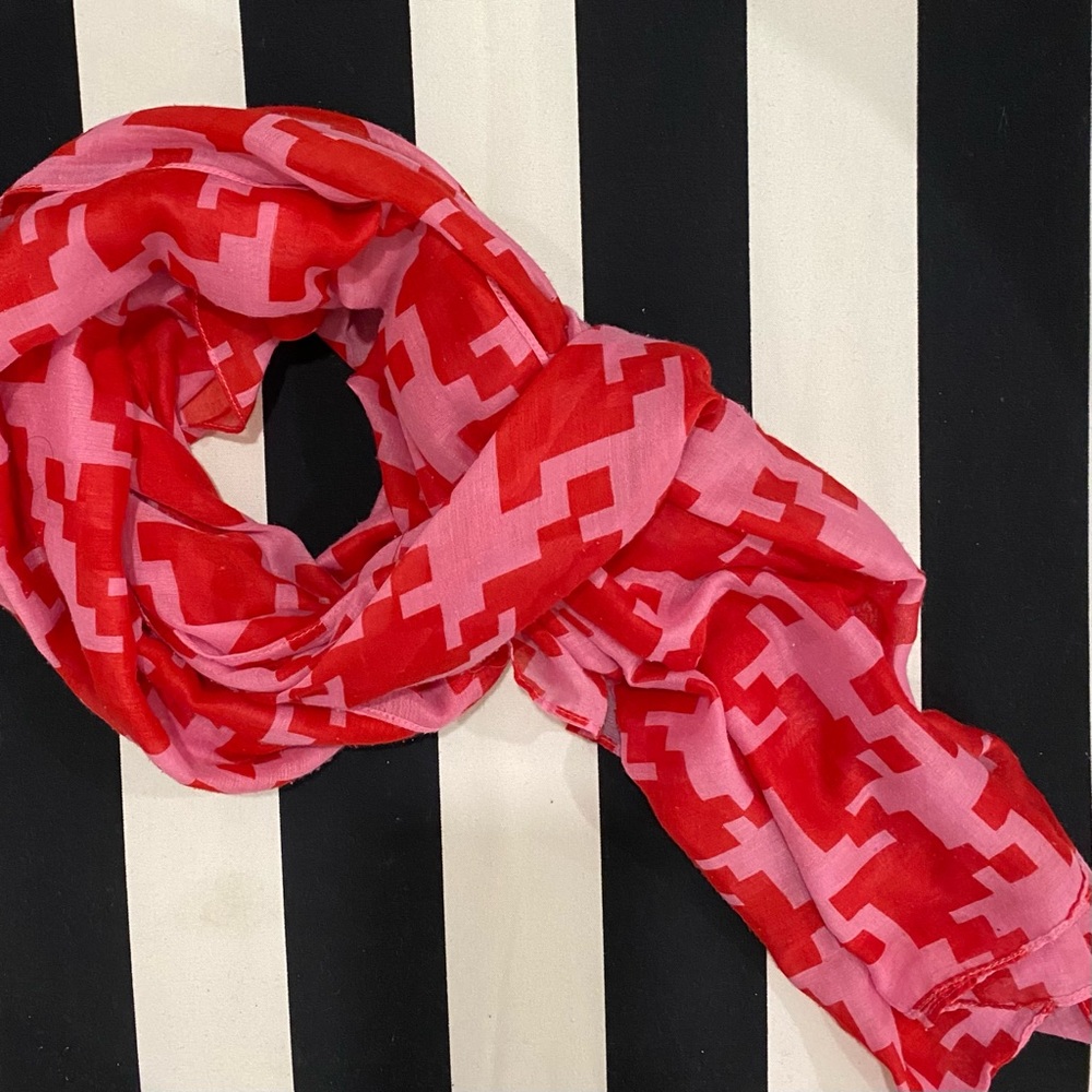 Red and Pink Lightweight Scarf
